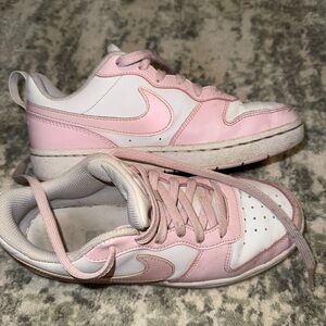 Nike Pink and White Youth Sneakers tennis shoes size 5